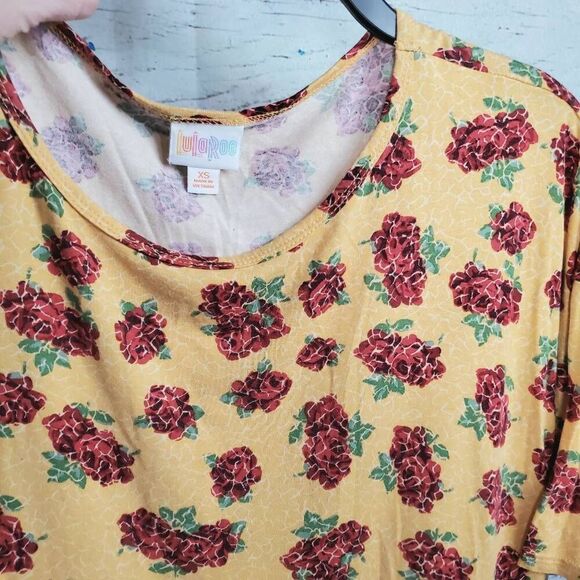 LulaRoe XS Yellow Floral Top - Picture 2 of 7